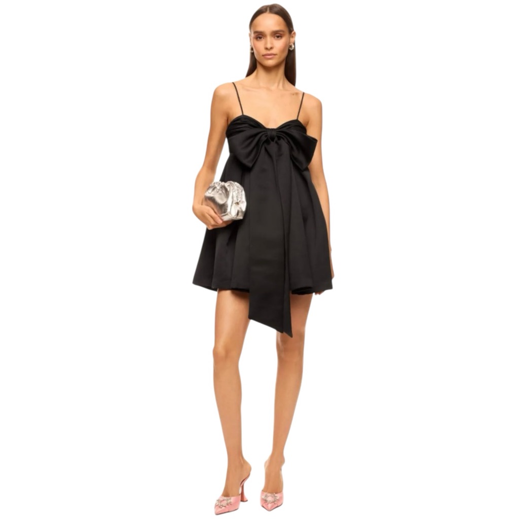 Nwt Amur Rose Draped Satin Dress Black Size 4